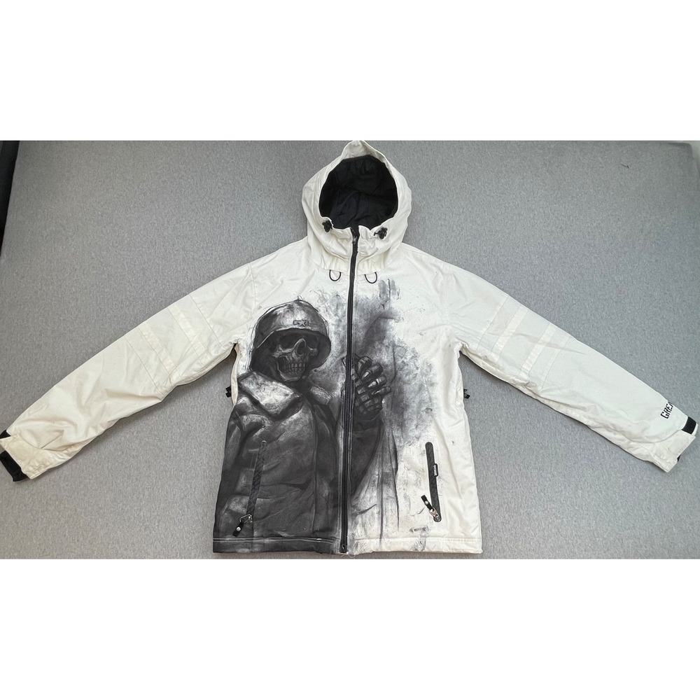 Grenade Jacket Mens Large Fatigue Project X Sullen Snowboard Skull Solider Y2K